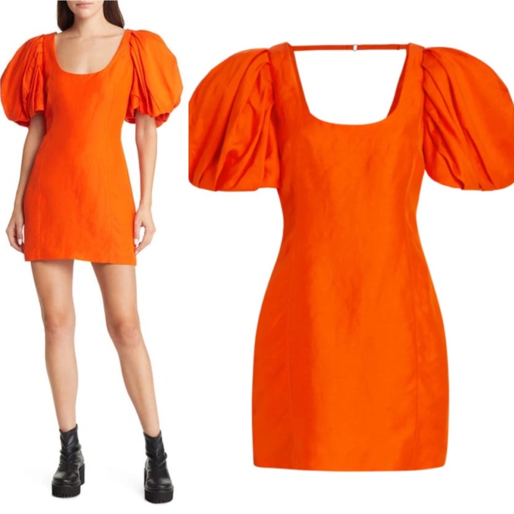 Price Firm - FRAME Linen Puff Sleeve Dress